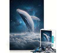 Whale Breaching through Clouds Into Space Jigsaw Puzzles 1000 Pieces Focus Boost Fun Laser Cut for Flawless Fit Bonding Activity for Loved Ones (50x75cm)