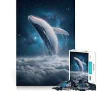 Whale Breaching through Clouds Into Space Jigsaw Puzzles 1000 Recall Fun Play Burr Free Clean Cut Pieces Portable Travel Friendly Fun Game (38x52cm)