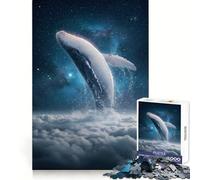 Whale Breaching through Clouds Into Space Jigsaw Puzzles for Teenagers 1000 Pieces Brain Wellness Mind Calming Fun Perfect Lock (50x75cm)