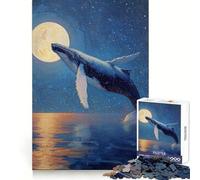 Whale Breaching Under The Moonlight Hard Jigsaw Puzzle for Adults 1000 Pieces Focus Enhance Restful Activity Smooth Cut Winter Gift (50x75cm)