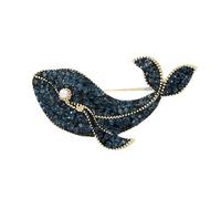 Whale Brooch, Sparkling Rhinestone Imitation Pearl, Zinc Alloy Lapel Pin for Suit Coat Scarf Shawl Bag Daily Gift Gifts Blue