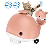 Whale Bubble Ball - Music, Cooling Fan, Flexible Wheel Blowing Whale | Interactive Pet Ball for Cats and Kittens, Blowing Game Balance, Cute Ocean Cat Entertainment