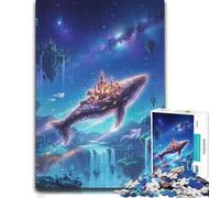 Whale Carrying a Magical Kingdom Jigsaw Puzzle for Adults, 1000 Pieces | Image-area sorting - easier piece organisation alone or together.