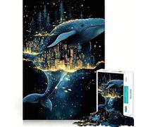 Whale Cityscape Fantasy 1000 Piece Puzzle For Adults Mind Skill Play Laser Cut for Flawless Fit Rewarding Activity for Rainy Days (50x75cm)