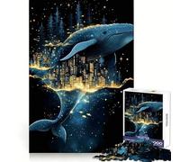 Whale Cityscape Fantasy 1000 Pieces Puzzles for Adults Clear Thinking Stress Relief Fun Precise Edges Lovely Gift (50x75cm)