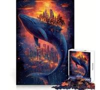 Whale Cityscape Fantasy 1000 Pieces Puzzles for Teenagers Logical Think Happy Idle Time Neat Cut (50x75cm)