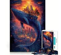 Whale Cityscape Fantasy Jigsaw 1000 Pieces for Teenagers Mind Boost Fun Zero Gap Captivating Leisure for Cozy Indoors (38x26cm)
