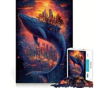 Whale Cityscape Fantasy Jigsaw for Adults 1000 Pieces Brain Memory Game Laser Cut for Flawless Fit Unique Gift for Stress Relief (50x75cm)
