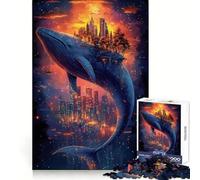 Whale Cityscape Fantasy Jigsaw Puzzle for Adults 1000 Pieces Creative Think Stress Relief Fun Exact Edges Thoughtful Xmas (38x52cm)