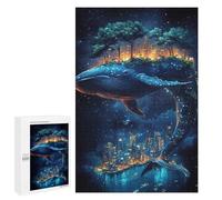 Whale Cityscape Starry Night Adult Puzzle, 1000 PCS, Relaxing Jigsaw Activity, A Creative Way to Unwind after A Busy Day, for Cosy Nights