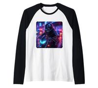 Whale Cyberpunk Rider Motorcycle Biker Synthwave Raglan Baseball Tee
