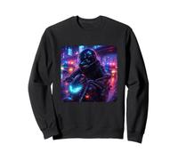Whale Cyberpunk Rider Motorcycle Biker Synthwave Sweatshirt