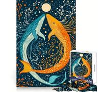 Whale Dance Under The Moon Jigsaw Puzzle for Adults 1000 Pieces Thought Training Calm Recreation Uniform Cut Festive Present (38x52cm)