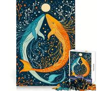 Whale Dance Under The Moon Jigsaw Puzzles for Adults 1000 Brain Memory Restful Activity Tight Lock Cozy Xmas Gift (50x75cm)