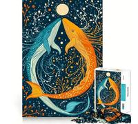 Whale Dance Under The Moon Puzzle for Adults 1000 Pieces Memory Play Game Firm Fit Secure Assembly Meaningful Connection Building Game (38x26cm)
