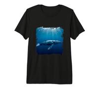 Whale Deep Ocean Underwater Marine Life Blue Scene Design Premium T-Shirt