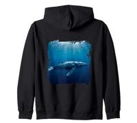 Whale Deep Ocean Underwater Marine Life Blue Scene Design Zip Hoodie