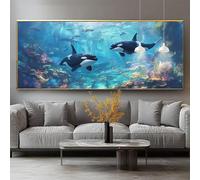 Whale Diamond Art Animal Large Diamond Painting 16x24in Gem Crystal Art Kits, 5D DIY Full Drill Rhinestone Embroidery Cross Stitch Canvas Canvas Painting Adults Crafts Kit, Home Decoration 0-sy345