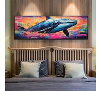Whale Diamond Art Kits for Adults, 11.8x27.5 Inch/30x70 cm Large Dimond Picture Art for Wall Decor, Colored Diamond Painting Kit for Kids/Beginners, DIY 5D Diamond Painting Cross Stitch for Home Decor