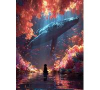 Whale DIY Diamond Art, Plant 5D Diamond Painting Kits for Adults, 5D Full Drill Crystal Art Kits for Adults, DIY Cross Stitch Embroidery Crafts Pictures, for Home Wall Decor, Gifts, 90x120cm H-4346