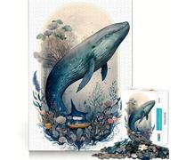 Whale Enchanted Forest Adult Jigsaw Puzzles1000 Pieces Brain Game Gift High Precision Die Cut Relaxing Indoor Group Activity (50x75cm)