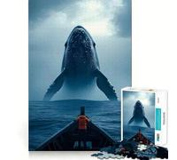 Whale Encounter at Sea Jigsaw 1000 Pieces for Teenagers Memory Train Fun Clean Seamless Connection Relaxing Indoor Group Activity (38x52cm)