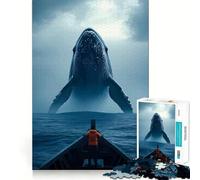 Whale Encounter at Sea Jigsaw Puzzles1000 Pieces Recall Skill Fun Professional Grade Cutting Thoughtful Gift for Mind Activity (38x26cm)