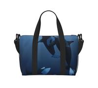 Whale Family Print Travel Duffle Bag Lightweight Weekend Bag Travel Bag Holdall with Adjustable Strap for Weekend Trips Gym Travel Daily Use