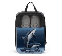 Whale Family Shoe Bag Travel Shoe Organizer Water-Resistant Shoe Pouch with Zipper Sneaker Dust Bag, gray, One Size, Modern