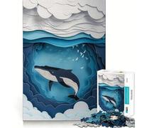 Whale Flat Paper Craft Jigsaw 1000 Pieces for Teenagers Mind Boost Fun Zero Gap Captivating Leisure for Cozy Indoors (38x52cm)