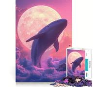 Whale Floating In Pink Sky Jigsaw Puzzles 1000 Piece for Adults Recall Fun Play Firm Fit Secure Assembly Family Fun Night Activity (38x52cm)