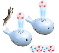 Whale Floating Interactive Cat Toy, Electric 2-in-1 Keep Cats Entertained Floating Football Kitten Toy, Motion Activated Whale Blower with 2 Small Balls, Suitable for Indoor Cats (Blue*2)