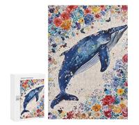 Whale Floral Fantasy Art Print Puzzle 1000 Teile Schwer Puzzle Spielzeug Lernspiel Impossible Herausforderungsspielzeug Für Erwachsene Kinder 300 PCS