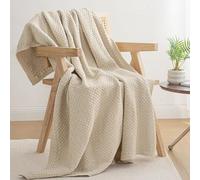 Whale Flotilla Chunky Knit Throw Blanket, Ultra Soft Handmade Reversible Knitted Chenille Blankets for Couch Super Warm Decorative, 130x150 CM, Camel