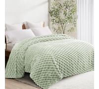 Whale Flotilla Double Size Blanket for Bed with Expanded 3D-Jacquard Pattern, 150X200 CM Fuzzy Soft Cozy Exquisite Blankets or All Season, Warm and Fluffy, Sage Green