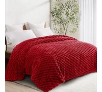 Whale Flotilla Double Size Blanket for Bed with Expanded 3D-Jacquard Pattern, 150X200 CM Fuzzy Soft Cozy Exquisite Blankets or All Season, Warm and Fluffy, Red