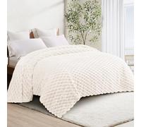 Whale Flotilla Double Size Blanket for Bed with Expanded 3D-Jacquard Pattern, 150X200 CM Fuzzy Soft Cozy Exquisite Blankets or All Season, Warm and Fluffy, Ivory