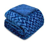 Whale Flotilla Faux Fur Double Size Blanket for Bed, Plush Reversible Fuzzy Sherpa Blankets for All Season, Warm and Soft, 150x200 CM, Blue