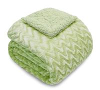 Whale Flotilla Faux Fur Throw Blanket for Couch Sofa Bed, Plush Reversible Fuzzy Sherpa Blankets for All Season, Warm and Soft, 130x150 CM, Light Green