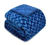 Whale Flotilla Faux Fur Throw Blanket for Couch Sofa Bed, Plush Reversible Fuzzy Sherpa Blankets for All Season, Warm and Soft, 130x150 CM, Blue