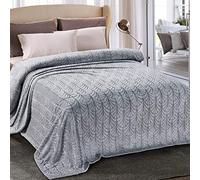 Whale Flotilla Flannel Fleece Double Size Blanket for Bed, 150x200 CM Soft Fluffy Velvet Bed Blanket with Decorative Vintage Pattern for All Season, Warm and Lightweight, Silver Grey