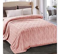 Whale Flotilla Flannel Fleece Double Size Blanket for Bed, 150x200 CM Soft Fluffy Velvet Bed Blanket with Decorative Vintage Pattern for All Season, Warm and Lightweight, Pink