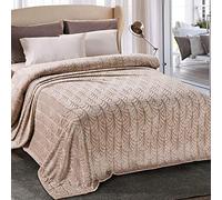 Whale Flotilla Flannel Fleece Double Size Blanket for Bed, 150x200 CM Soft Fluffy Velvet Bed Blanket with Decorative Vintage Pattern for All Season, Warm and Lightweight, Champagne