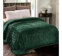 Whale Flotilla Flannel Fleece King Size Blanket for Bed, 230x264 CM Soft Fluffy Velvet Bed Blanket with Decorative Vintage Pattern for All Season, Warm and Lightweight, Deep Green