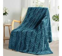 Whale Flotilla Flannel Fleece Throw Blanket for Sofa, 130x150 CM Soft Fluffy Velvet Sofa Blanket with Decorative Vintage Pattern for All Season, Warm and Lightweight, Teal