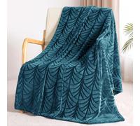 Whale Flotilla Flannel Fleece Throw Blanket for Sofa, 130x150 CM | Teal, Soft Fluffy Velvet Sofa Blanket with Decorative Vintage Pattern for All Season, Microfiber, Machine Washable