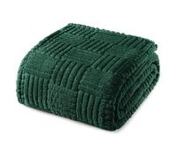 Whale Flotilla Fluffy Fleece King Size Blanket for Bed, 230x264 CM Fuzzy Soft Cozy Exquisite Blankets with Decorative Jacquard Pattern for All Season, Warm but Lightweight, Emerald Green