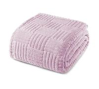 Whale Flotilla Fluffy Fleece King Size Blanket for Bed, 230x264 CM Fuzzy Soft Cozy Exquisite Blankets with Decorative Jacquard Pattern for All Season, Warm but Lightweight, Lilac