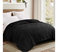 Whale Flotilla Fluffy Fleece Queen Size Blanket for Bed, 230x230 CM Fuzzy Soft Cozy Exquisite Blankets with Decorative Jacquard Pattern for All Season, Warm but Lightweight, Black