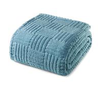 Whale Flotilla Fluffy Fleece Queen Size Blanket for Bed, 230x230 CM Fuzzy Soft Cozy Exquisite Blankets with Decorative Jacquard Pattern for All Season, Warm but Lightweight, Slate Blue